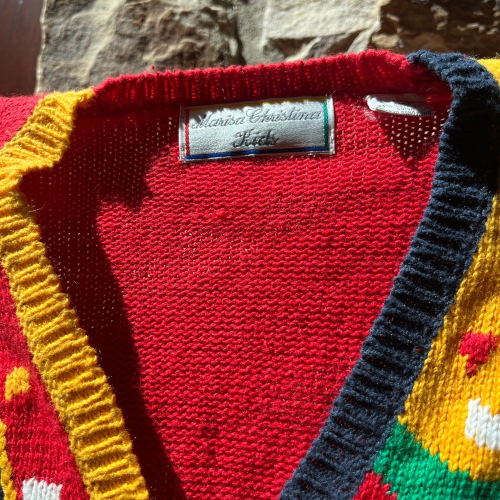 Marisa Christina Kids Sweater Hand Knit Cardigan Happy Birthday sz large - Picture 5 of 10